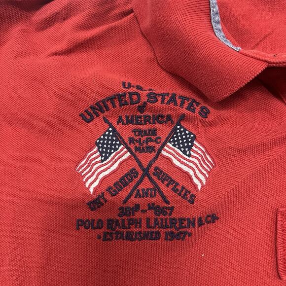 Polo Ralph Lauren Polo Shirt Mens XXL Big Pony USA Flag Dry Goods Preppy Rugby - Picture 5 of 7